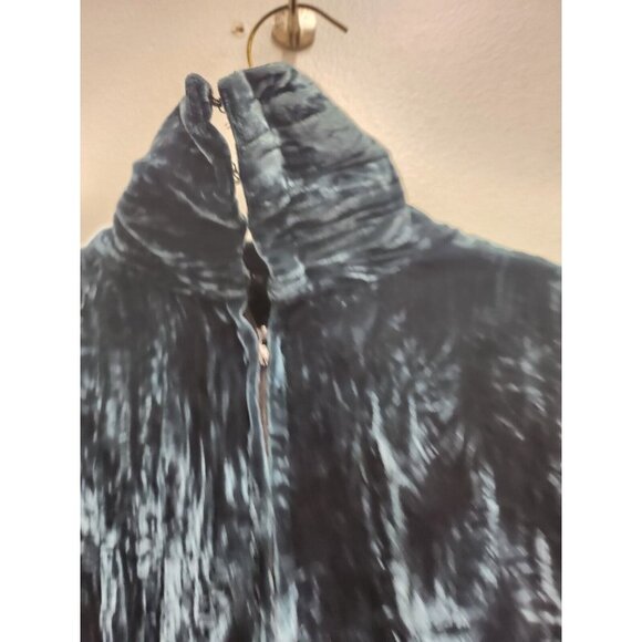 Vintage Womens Tunic Dress Size Small Emerald Green Velvet Side Slit High Neck - Picture 5 of 6